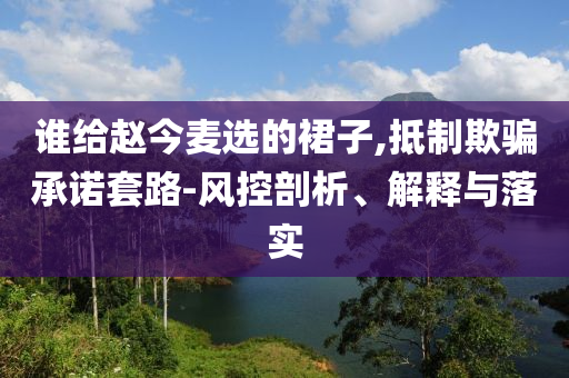 誰給趙今麥選的裙子,抵制欺騙承諾套路-風(fēng)控剖析、解釋與落實