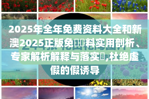 2025年全年免費(fèi)資料大全和新澳2025正版免費(fèi)資料實(shí)用剖析、專(zhuān)家解析解釋與落實(shí)?,杜絕虛假的假誘導(dǎo)