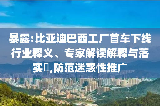 暴露:比亞迪巴西工廠首車下線行業(yè)釋義、專家解讀解釋與落實(shí)?,防范迷惑性推廣