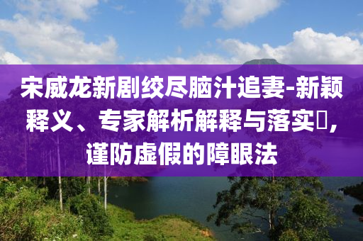 宋威龍新劇絞盡腦汁追妻-新穎釋義、專家解析解釋與落實?,謹防虛假的障眼法