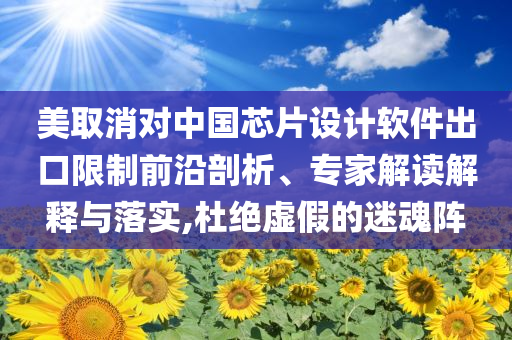 美取消對中國芯片設計軟件出口限制前沿剖析、專家解讀解釋與落實,杜絕虛假的迷魂陣