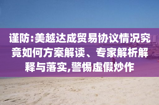 謹防:美越達成貿易協議情況究竟如何方案解讀、專家解析解釋與落實,警惕虛假炒作