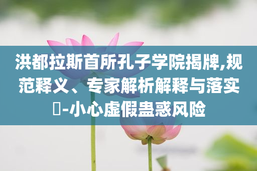 洪都拉斯首所孔子學院揭牌,規范釋義、專家解析解釋與落實?-小心虛假蠱惑風險