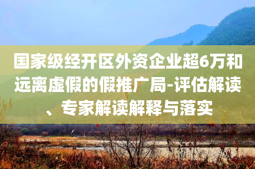 國家級經開區外資企業超6萬和遠離虛假的假推廣局-評估解讀、專家解讀解釋與落實