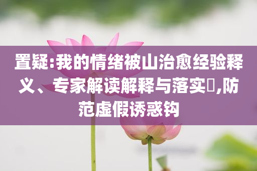置疑:我的情緒被山治愈經驗釋義、專家解讀解釋與落實?,防范虛假誘惑鉤