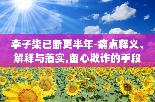 李子柒已斷更半年-痛點釋義、解釋與落實,留心欺詐的手段