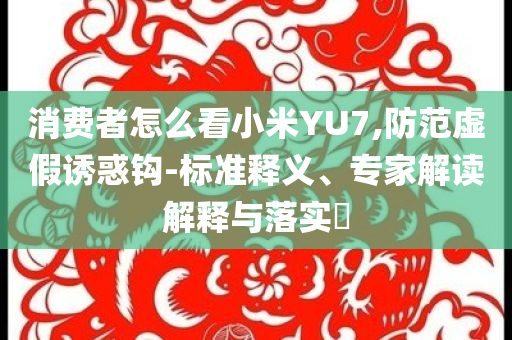 消費者怎么看小米YU7,防范虛假誘惑鉤-標(biāo)準(zhǔn)釋義、專家解讀解釋與落實?