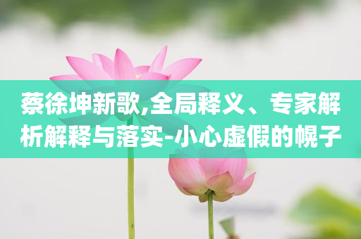 蔡徐坤新歌,全局釋義、專家解析解釋與落實-小心虛假的幌子