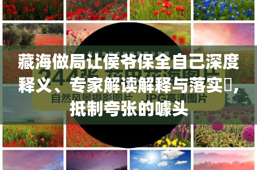 藏海做局讓侯爺保全自己深度釋義、專家解讀解釋與落實?,抵制夸張的噱頭