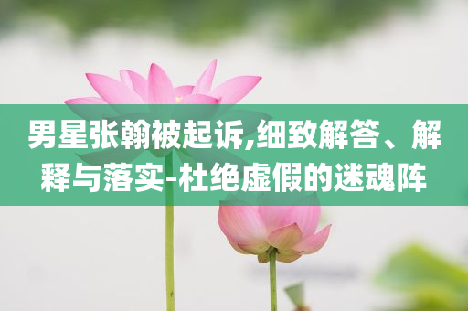 男星張翰被起訴,細致解答、解釋與落實-杜絕虛假的迷魂陣