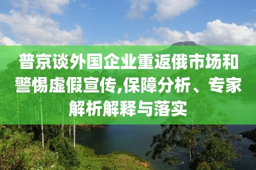 普京談外國企業(yè)重返俄市場和警惕虛假宣傳,保障分析、專家解析解釋與落實(shí)