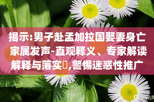 揭示:男子赴孟加拉國娶妻身亡 家屬發(fā)聲-直觀釋義、專家解讀解釋與落實?,警惕迷惑性推廣