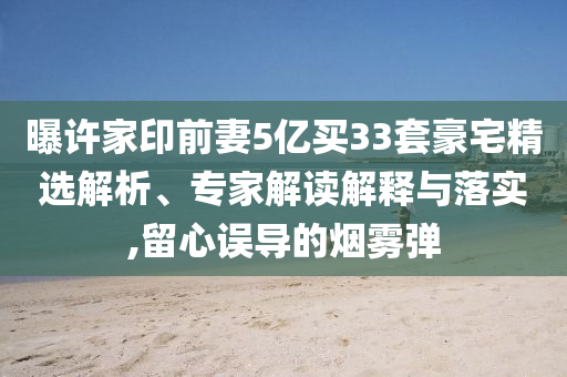 曝許家印前妻5億買33套豪宅精選解析、專家解讀解釋與落實,留心誤導的煙霧彈