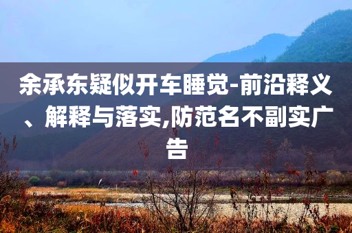 余承東疑似開車睡覺-前沿釋義、解釋與落實,防范名不副實廣告