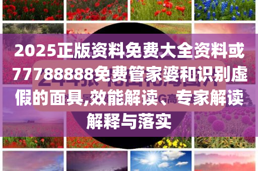 2025正版資料免費大全資料或77788888免費管家婆和識別虛假的面具,效能解讀、專家解讀解釋與落實