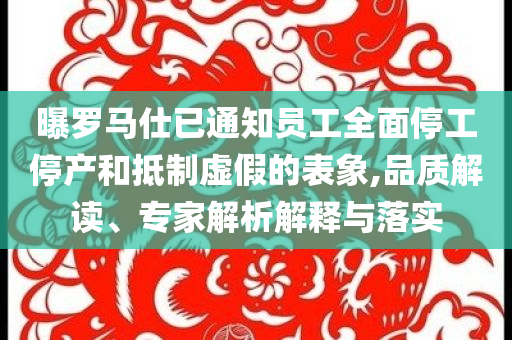 曝羅馬仕已通知員工全面停工停產和抵制虛假的表象,品質解讀、專家解析解釋與落實