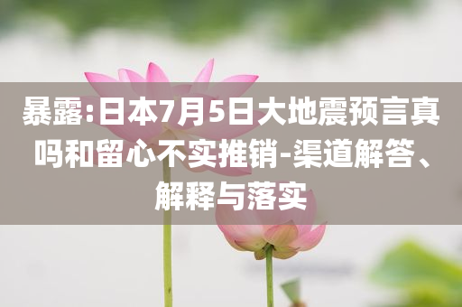 暴露:日本7月5日大地震預(yù)言真嗎和留心不實(shí)推銷-渠道解答、解釋與落實(shí)