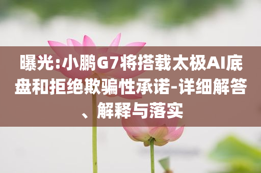 曝光:小鵬G7將搭載太極AI底盤(pán)和拒絕欺騙性承諾-詳細(xì)解答、解釋與落實(shí)