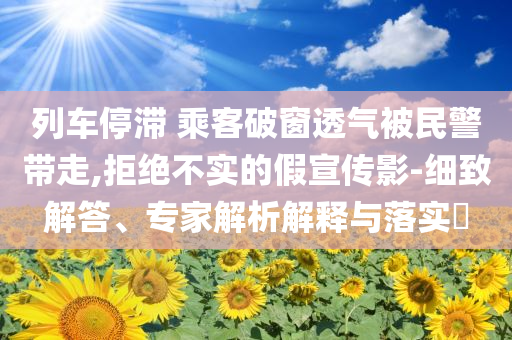 列車(chē)停滯 乘客破窗透氣被民警帶走,拒絕不實(shí)的假宣傳影-細(xì)致解答、專家解析解釋與落實(shí)?