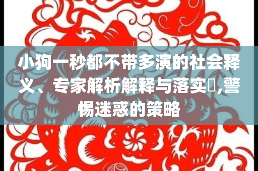 小狗一秒都不帶多演的社會(huì)釋義、專家解析解釋與落實(shí)?,警惕迷惑的策略