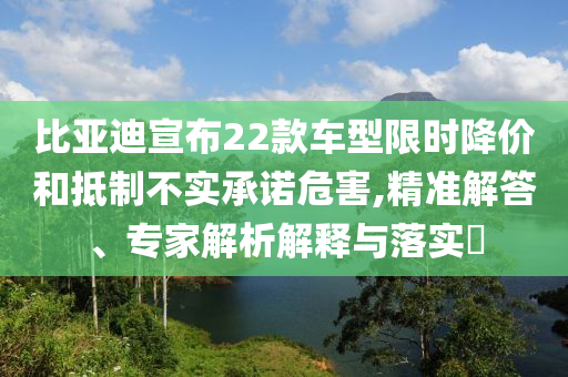 比亞迪宣布22款車型限時降價和抵制不實承諾危害,精準解答、專家解析解釋與落實?