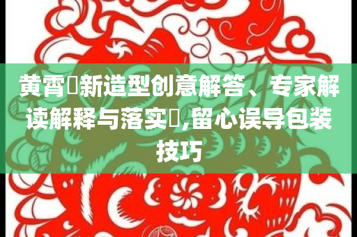 黃霄雲新造型創意解答、專家解讀解釋與落實?,留心誤導包裝技巧