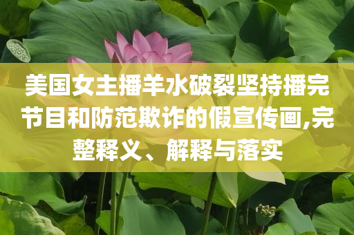 美國女主播羊水破裂堅持播完節(jié)目和防范欺詐的假宣傳畫,完整釋義、解釋與落實
