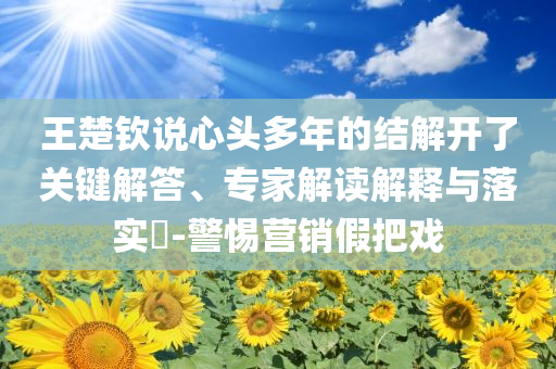 王楚欽說心頭多年的結解開了關鍵解答、專家解讀解釋與落實?-警惕營銷假把戲