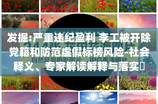 發掘:嚴重違紀盈利 李工被開除黨籍和防范虛假標榜風險-社會釋義、專家解讀解釋與落實?
