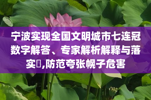 寧波實(shí)現(xiàn)全國文明城市七連冠數(shù)字解答、專家解析解釋與落實(shí)?,防范夸張幌子危害