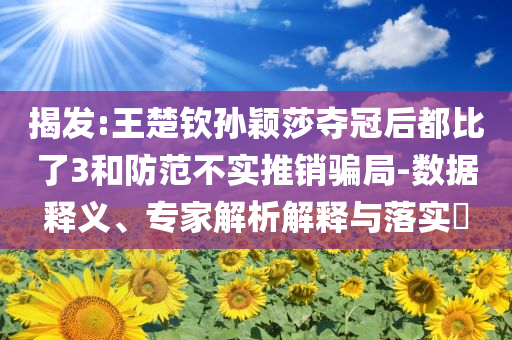 揭發(fā):王楚欽孫穎莎奪冠后都比了3和防范不實推銷騙局-數(shù)據(jù)釋義、專家解析解釋與落實?