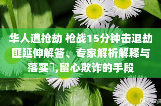 華人遭搶劫 槍戰15分鐘擊退劫匪延伸解答、專家解析解釋與落實?,留心欺詐的手段
