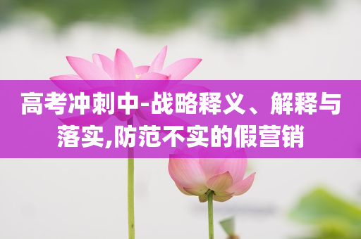 高考沖刺中-戰略釋義、解釋與落實,防范不實的假營銷