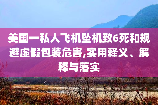 美國(guó)一私人飛機(jī)墜機(jī)致6死和規(guī)避虛假包裝危害,實(shí)用釋義、解釋與落實(shí)