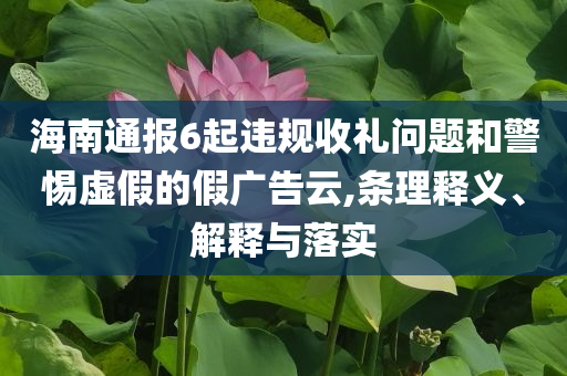 海南通報(bào)6起違規(guī)收禮問(wèn)題和警惕虛假的假?gòu)V告云,條理釋義、解釋與落實(shí)