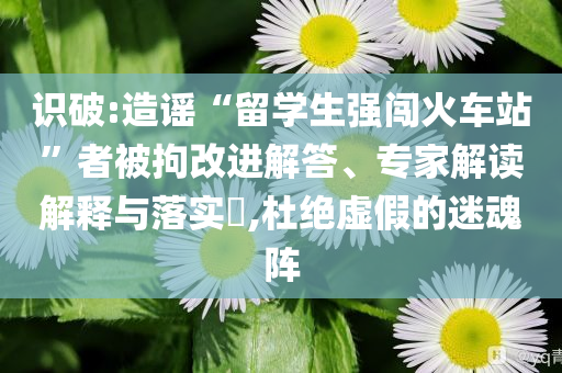 識破:造謠“留學生強闖火車站”者被拘改進解答、專家解讀解釋與落實?,杜絕虛假的迷魂陣