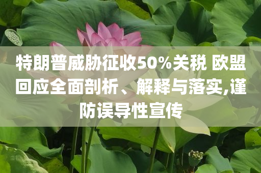 特朗普威脅征收50%關(guān)稅 歐盟回應(yīng)全面剖析、解釋與落實(shí),謹(jǐn)防誤導(dǎo)性宣傳