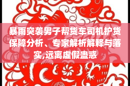 暴雨突襲男子幫貨車司機護貨保障分析、專家解析解釋與落實,遠離虛假蠱惑