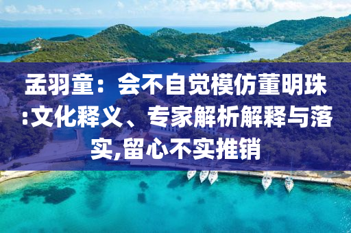 孟羽童：會不自覺模仿董明珠:文化釋義、專家解析解釋與落實,留心不實推銷