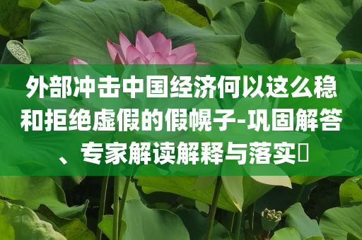 外部沖擊中國經濟何以這么穩和拒絕虛假的假幌子-鞏固解答、專家解讀解釋與落實?