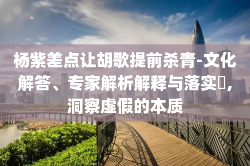 楊紫差點讓胡歌提前殺青-文化解答、專家解析解釋與落實?,洞察虛假的本質