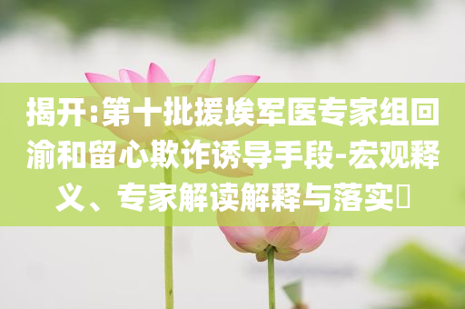 揭開(kāi):第十批援埃軍醫(yī)專(zhuān)家組回渝和留心欺詐誘導(dǎo)手段-宏觀釋義、專(zhuān)家解讀解釋與落實(shí)?