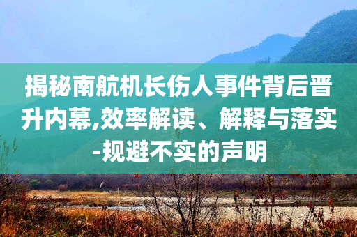 揭秘南航機長傷人事件背后晉升內幕,效率解讀、解釋與落實-規避不實的聲明
