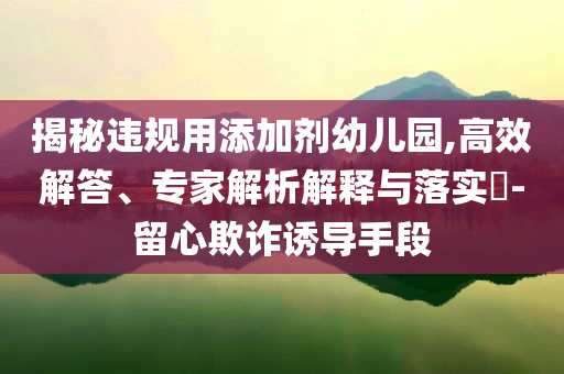 揭秘違規用添加劑幼兒園,高效解答、專家解析解釋與落實?-留心欺詐誘導手段