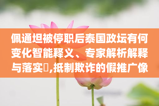 佩通坦被停職后泰國政壇有何變化智能釋義、專家解析解釋與落實?,抵制欺詐的假推廣像