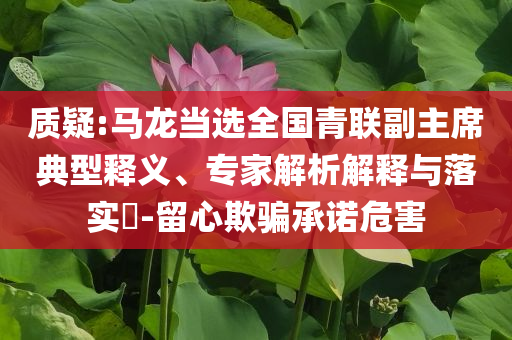 質(zhì)疑:馬龍當(dāng)選全國青聯(lián)副主席典型釋義、專家解析解釋與落實(shí)?-留心欺騙承諾危害