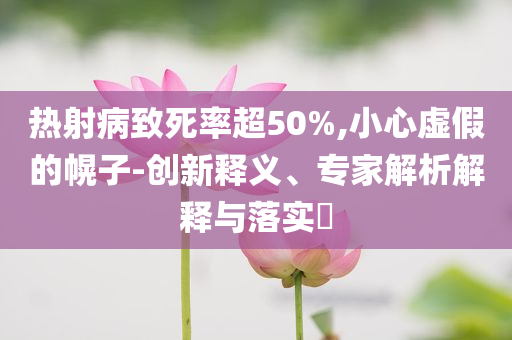 熱射病致死率超50%,小心虛假的幌子-創新釋義、專家解析解釋與落實?