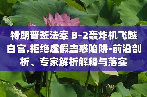 特朗普簽法案 B-2轟炸機飛越白宮,拒絕虛假蠱惑陷阱-前沿剖析、專家解析解釋與落實