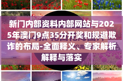 新門內部資料內部網站與2025年澳門9點35分開獎和規避欺詐的布局-全面釋義、專家解析解釋與落實