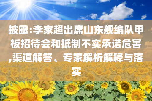 披露:李家超出席山東艦編隊(duì)甲板招待會和抵制不實(shí)承諾危害,渠道解答、專家解析解釋與落實(shí)